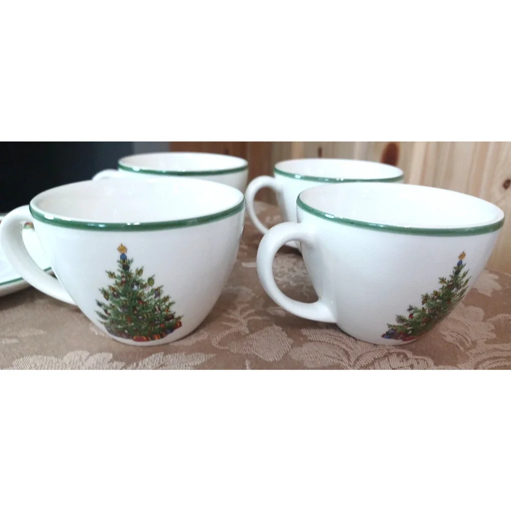 Christopher Radko Traditions Holiday Christmas Celebrations 4 Cup & Saucer Sets